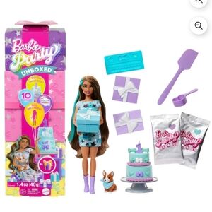 Barbie Party Unboxed Pet Birthday ,party stars set with  10 surprises